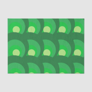 Papel De Seda Patrón de círculos verdes retro