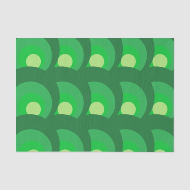 Papel De Seda Patrón de círculos verdes retro (Anverso)