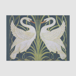 Papel De Seda Patrón de cisnes Art Nouveau: Impresión de cisne d