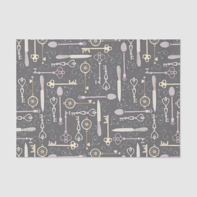 Papel De Seda Patrón de clave de estilo Steampunk (Anverso)