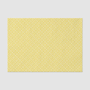 Papel De Seda Patrón de claves griegas de limón amarillo
