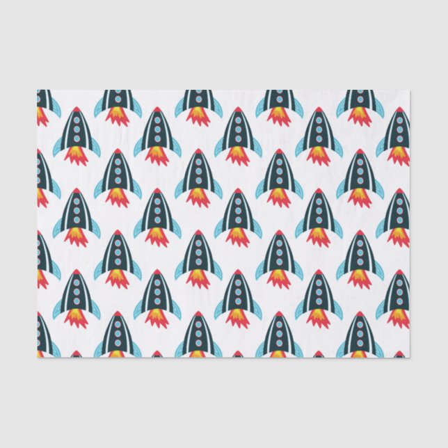 Papel De Seda Patrón de cohete espacial para niños (Anverso)