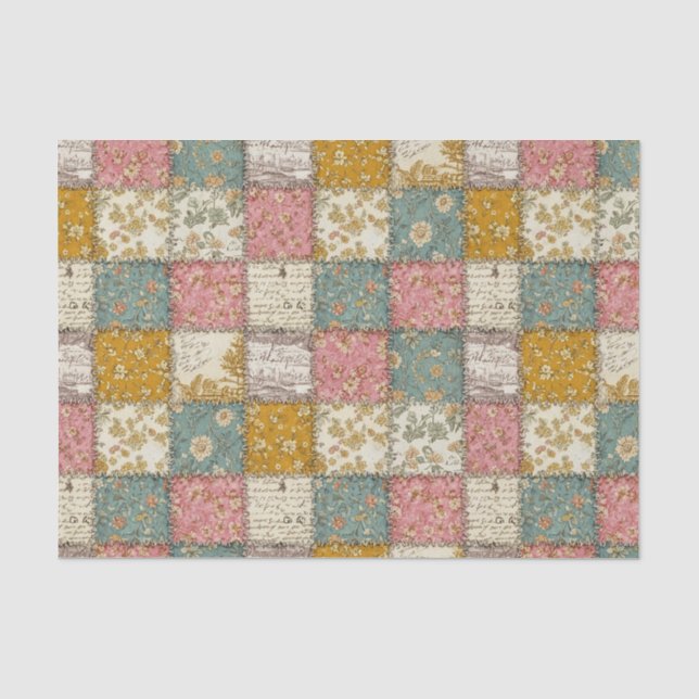 Papel De Seda Patrón de Colcha de Rosa Shabby Chic (Anverso)