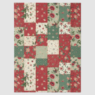 Papel De Seda Patrón de colcha floral de Navidad vintage decoupa