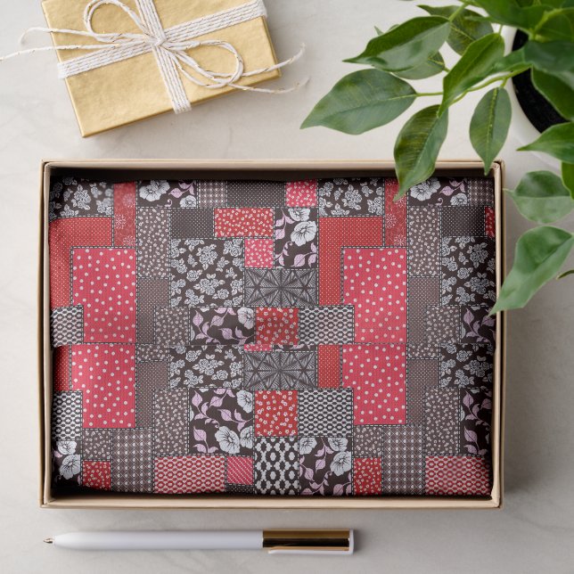 Papel De Seda Patrón de Colcha Floral de Parche Retro (Regalo )