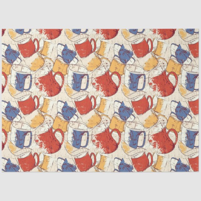 Papel De Seda Patrón de collage de café americano no 4 ephemera (Anverso)