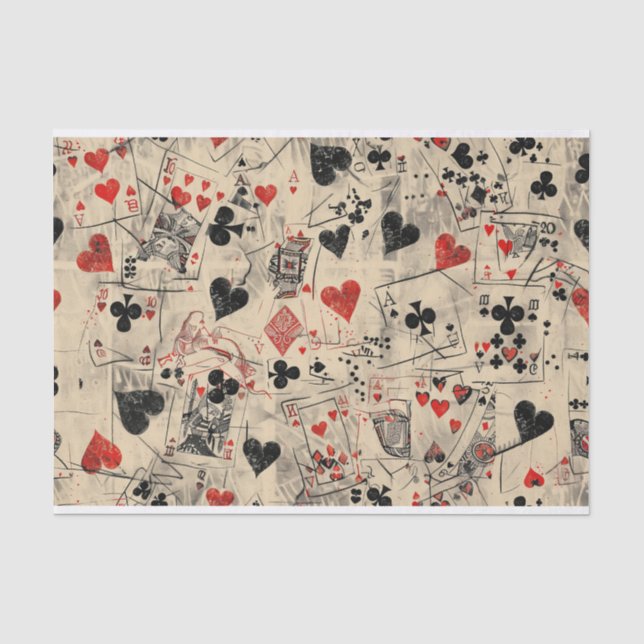 Papel De Seda Patrón de Collage de Cartas de Juego  (Anverso)