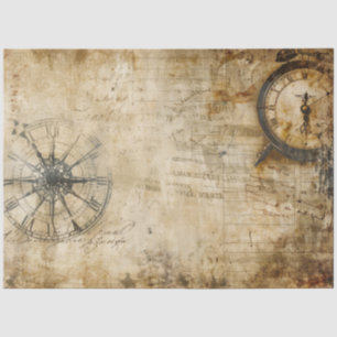 Papel De Seda Patrón de Collage de Reloj Antiguo