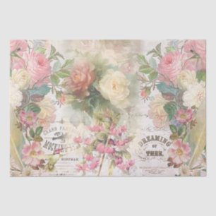 Papel De Seda Patrón de Collage de Rosas Chic de Shabby