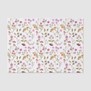 Papel De Seda patrón de color de agua floral- rosa, púrpura, ver
