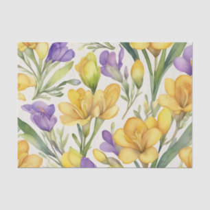 Papel De Seda Patrón de color de agua vibrante de Freesia en neg