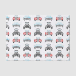 Papel De Seda Patrón de color de agua vintage de los autos retro