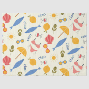 Papel De Seda Patrón de comida de playa de verano italiano La Do