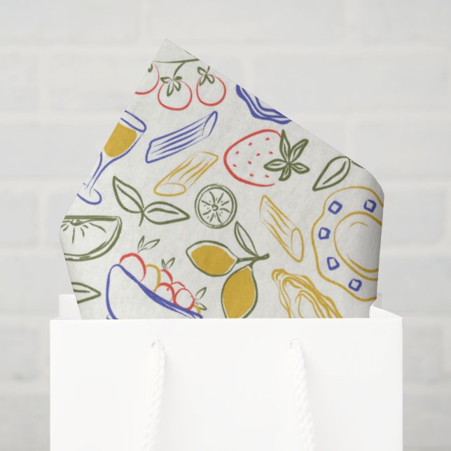 Papel De Seda Patrón de comida italiana  (Bolsa de regalo)