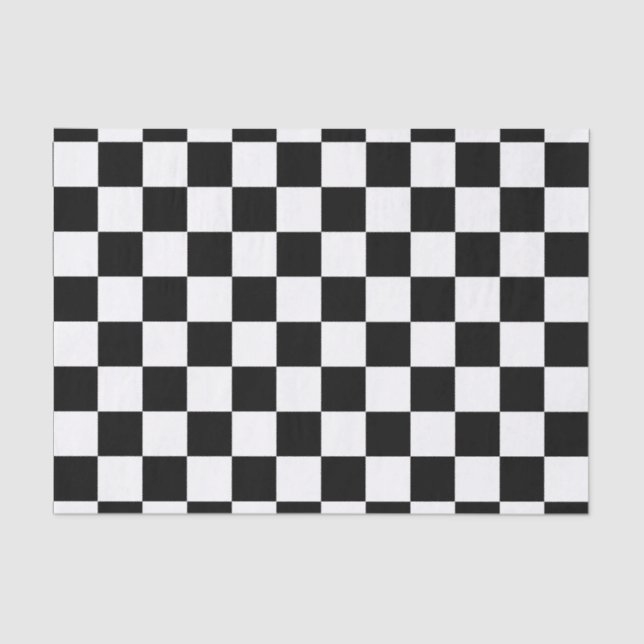 Papel De Seda Patrón de comprobación de blanco negro (Anverso)