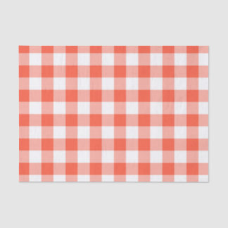 Papel De Seda Patrón De Comprobación De Gingham Blanco Y Naranja