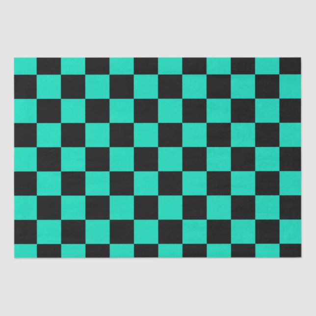 Papel De Seda Patrón de comprobación de negro verde (Anverso)