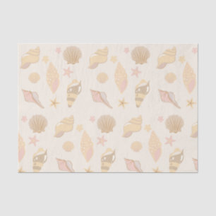 Papel De Seda Patrón de Conchas Beige
