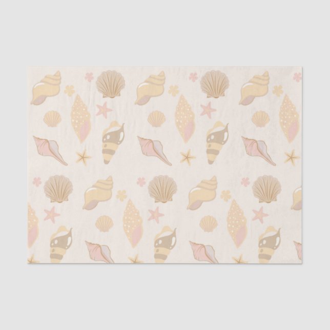 Papel De Seda Patrón de Conchas Beige (Anverso)