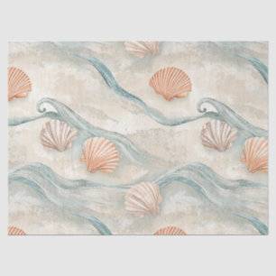 Papel De Seda Patrón de conchas de casa de playa