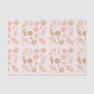 Papel De Seda Patrón de Conchas de Mar Rosadas