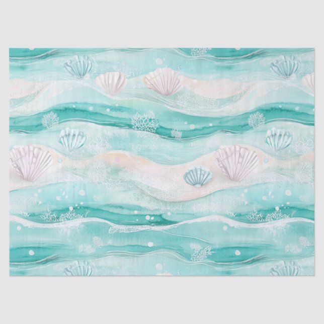 Papel De Seda Patrón de conchas de playa de verano (Anverso)