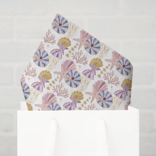 Papel De Seda patrón de conchas de playa en baldosas lindas
