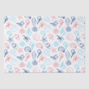 Papel De Seda Patrón de conchas de playa tropical