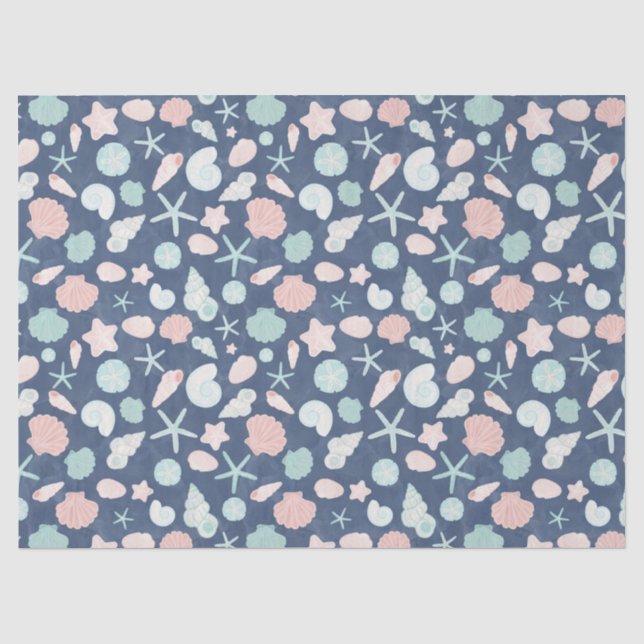 Papel De Seda patrón de conchas marinas (Anverso)