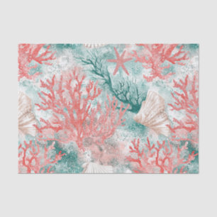 Papel De Seda Patrón de conchas marinas costeras boho