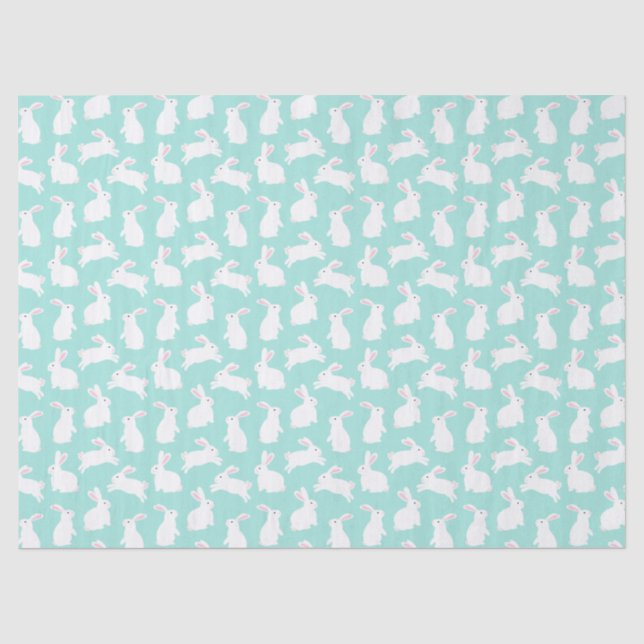 Papel De Seda Patrón de conejillos blancos de primavera (Anverso)