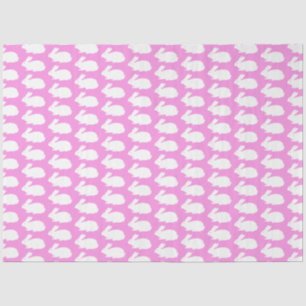Papel De Seda Patrón de conejito blanco sobre rosa