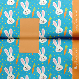 Papel De Seda Patrón de conejito de Pascua Feliz con nombre de n