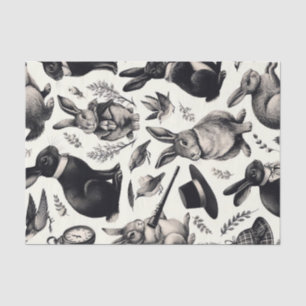 Papel De Seda Patrón de conejo de cosecha