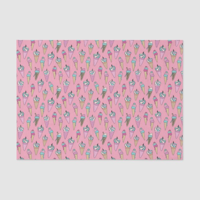 Papel De Seda Patrón de cono de crema de hielo (Anverso)