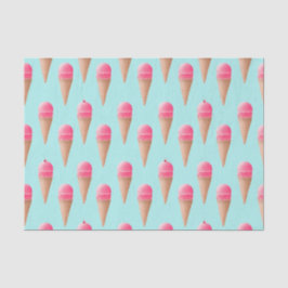 Papel De Seda Patrón de cono de helado de fresa rosa