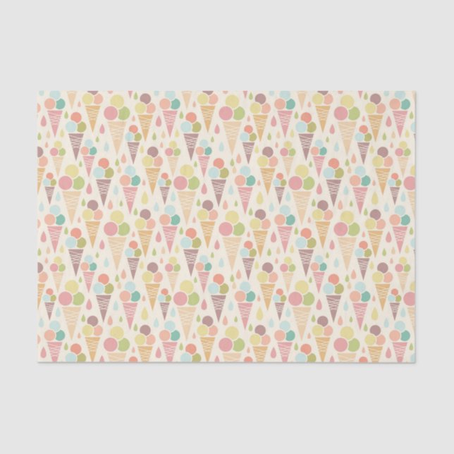 Papel De Seda Patrón de conos de helados (Anverso)