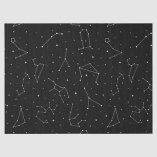 Papel De Seda Patrón de constelación minimalista en blanco y neg