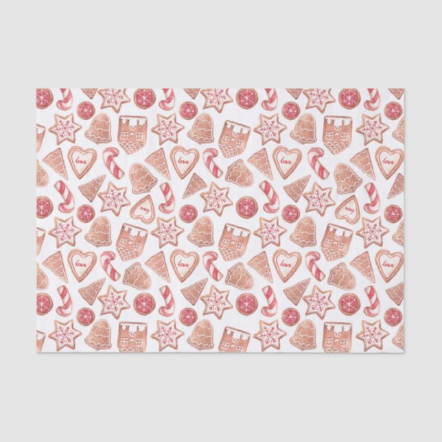 Papel De Seda Patrón de cookies azucareras de Navidades festivos (Anverso)