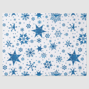 Papel De Seda Patrón de Copo de Nieve Azul