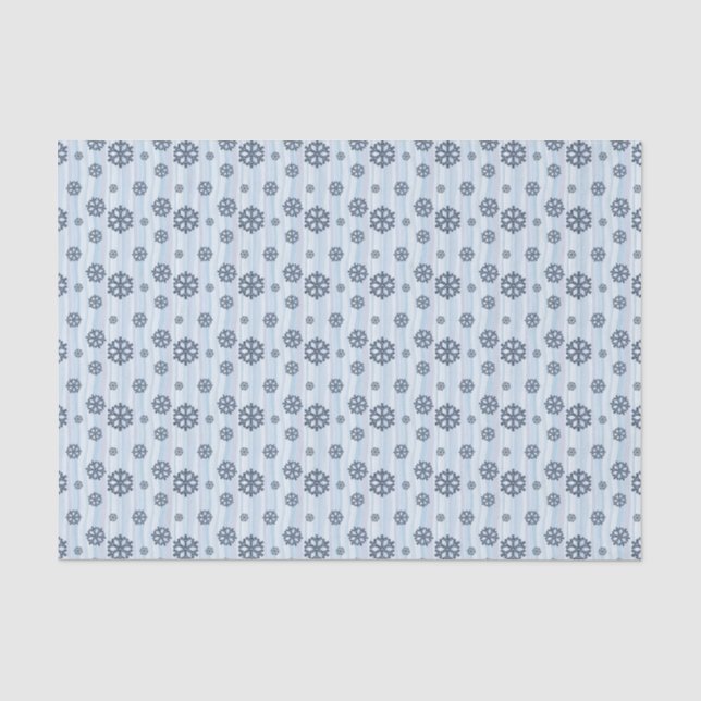 Papel De Seda Patrón de copo de nieve azul elegante (Anverso)