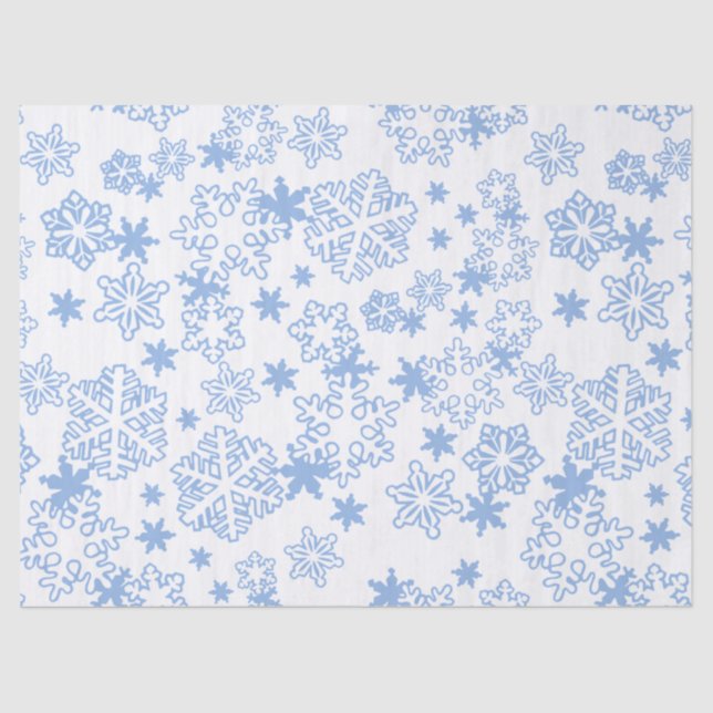 Papel De Seda Patrón de copo de nieve de invierno azul claro (Anverso)
