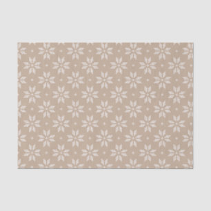Papel De Seda Patrón de copo de nieve nórdico beige y blanco F