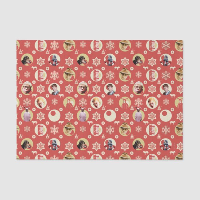 Papel De Seda Patrón de copo de nieve retro de historia de Navid (Anverso)