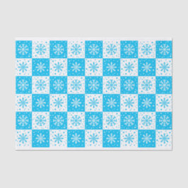 Papel De Seda Patrón de copo de nieve y nieve (azul)