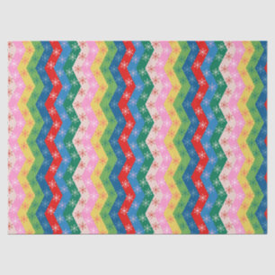 Papel De Seda Patrón de copo de nieve zigzag colorido retro