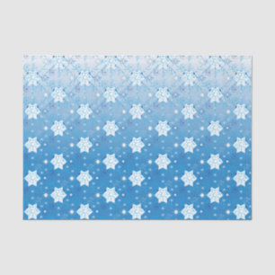 Papel De Seda Patrón de copos de nieve azul y blanco de invierno