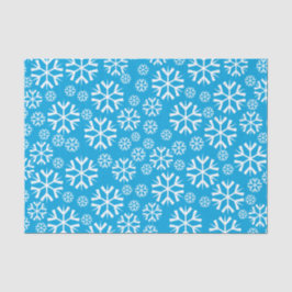 Papel De Seda Patrón de copos de nieve blancos en fondo azul