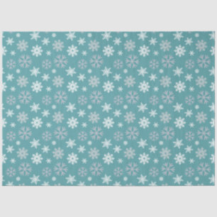 Papel De Seda Patrón de copos de nieve de invierno azul turquesa