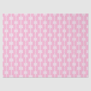 Papel De Seda Patrón de copos de nieve de invierno rosa claro y 